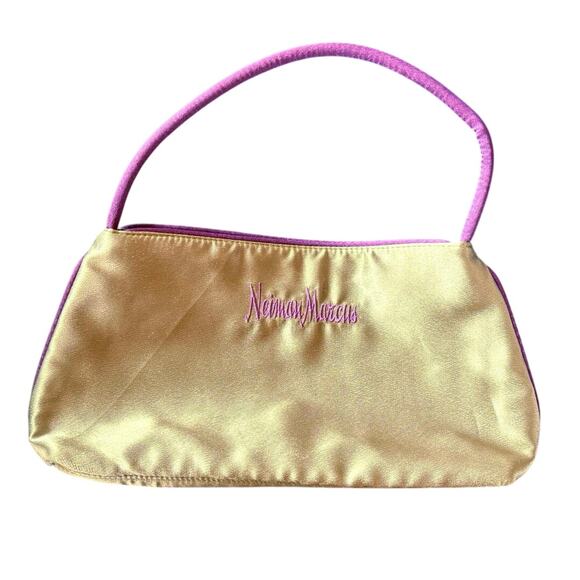 Vintage Y2K Neiman Marcus Silky Satin Party Green Purple Small Shoulder Bag - Picture 1 of 9